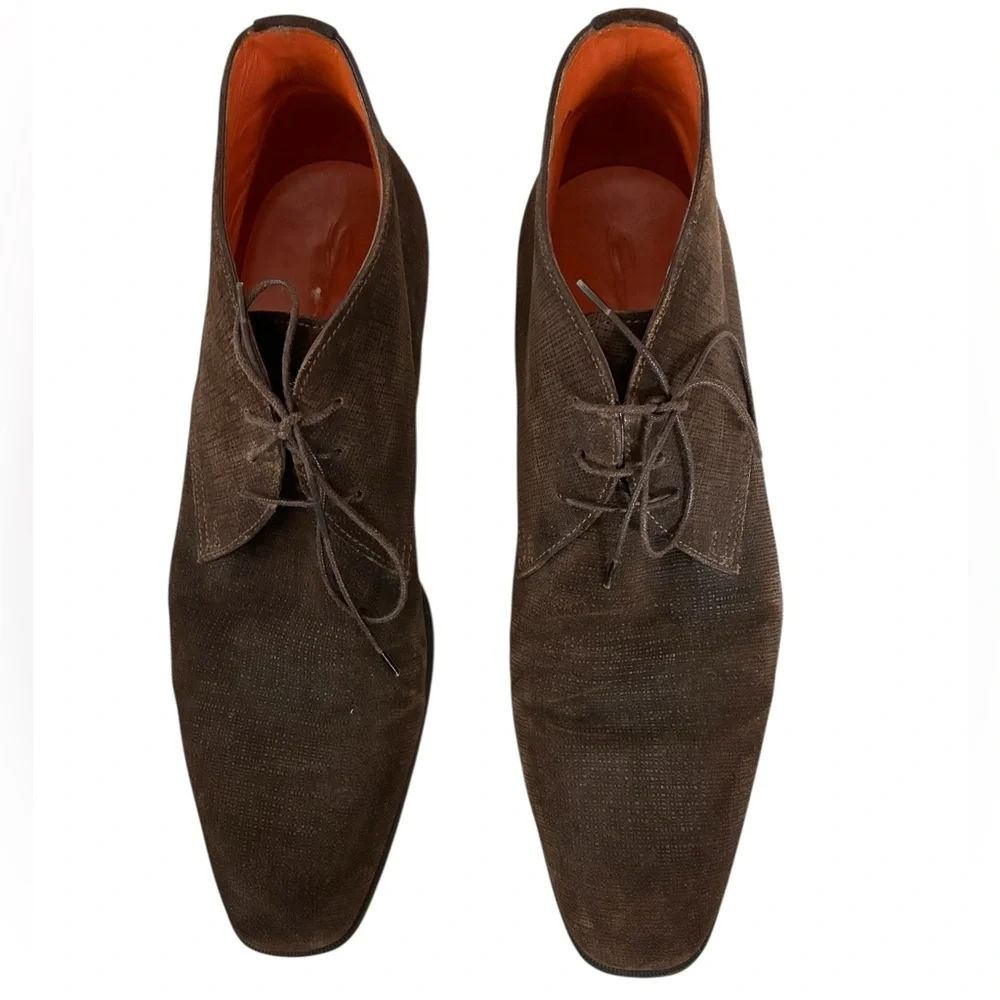 Santoni | Brown lace up chukka boot shoes